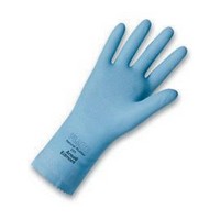 Ansell Edmont 185741 Ansell Size 7 FL100 Sky Blue Unsupported 17 Mil Natural Latex Cotton Flock-Lined Glove With Pattern Grip An